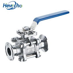 3 Piece Ball Valve With Direct Mouting Pad Clamp End ISO